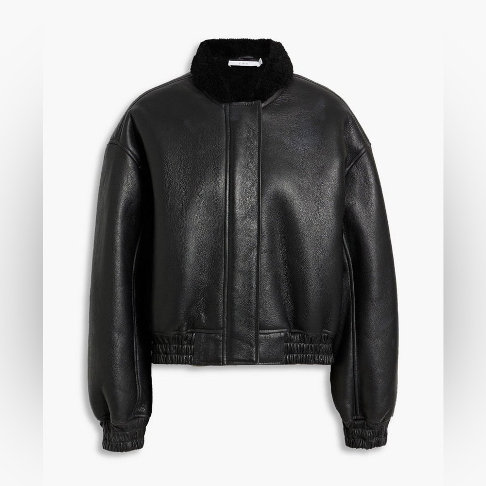 Iro Sougai Shearling-Trimmed Leather Bomber Jacket